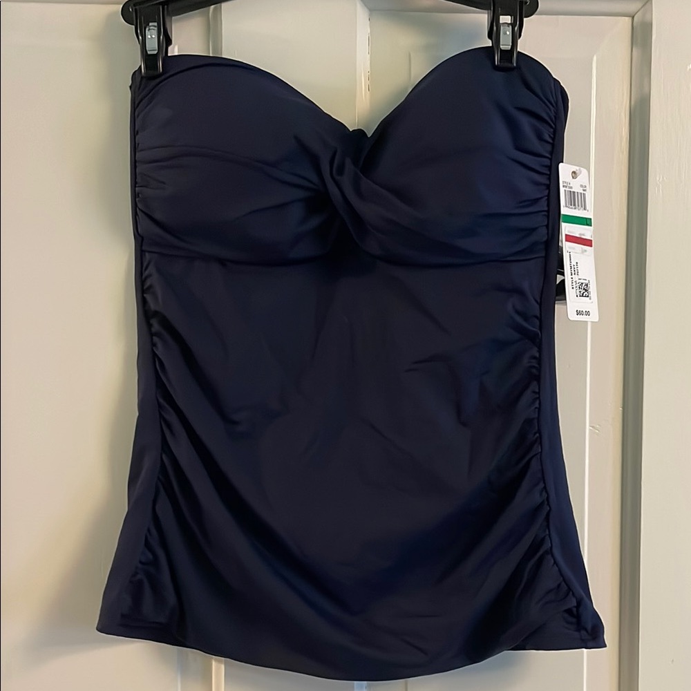 NWT Anne Cole Navy Blue Strapless Swim Top